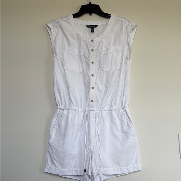 LRL Lauren Jeans Co.White Button-Up Romper - Picture 1 of 8